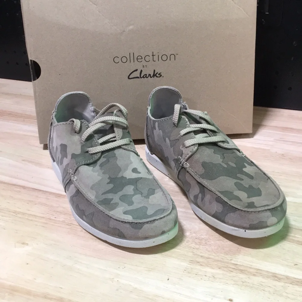 New WB‎ Mens Clarks Collection Men's Camouflage Casual Lace-Up Shoes